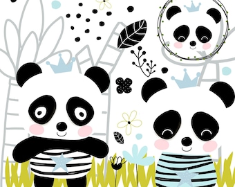 Clipart garçon, clipart lindo, images prediseñadas panda - USO COMERCIAL OK