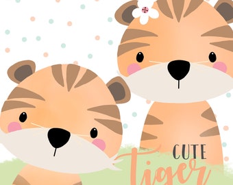 Tiger Clipart,  Clipart, Jungle Clipart, Cute Clipart, Animal Clipart, Zoo Clipart, Jungle Animals, Safari Animals,  Nursery Clipart