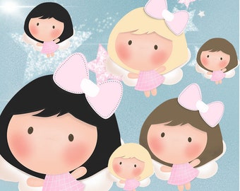 Baby Clipart, Girl Clipart, angel clipart - COMMERCIAL USE OK