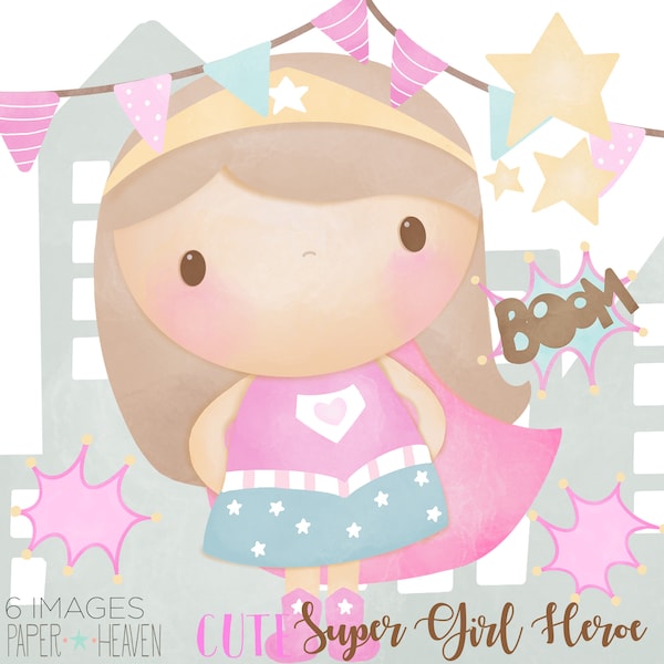 Super Girl clipart, Superhero clipart, Girl Power clipart, Superheroines, Baby Super Girl, Superhero download png file