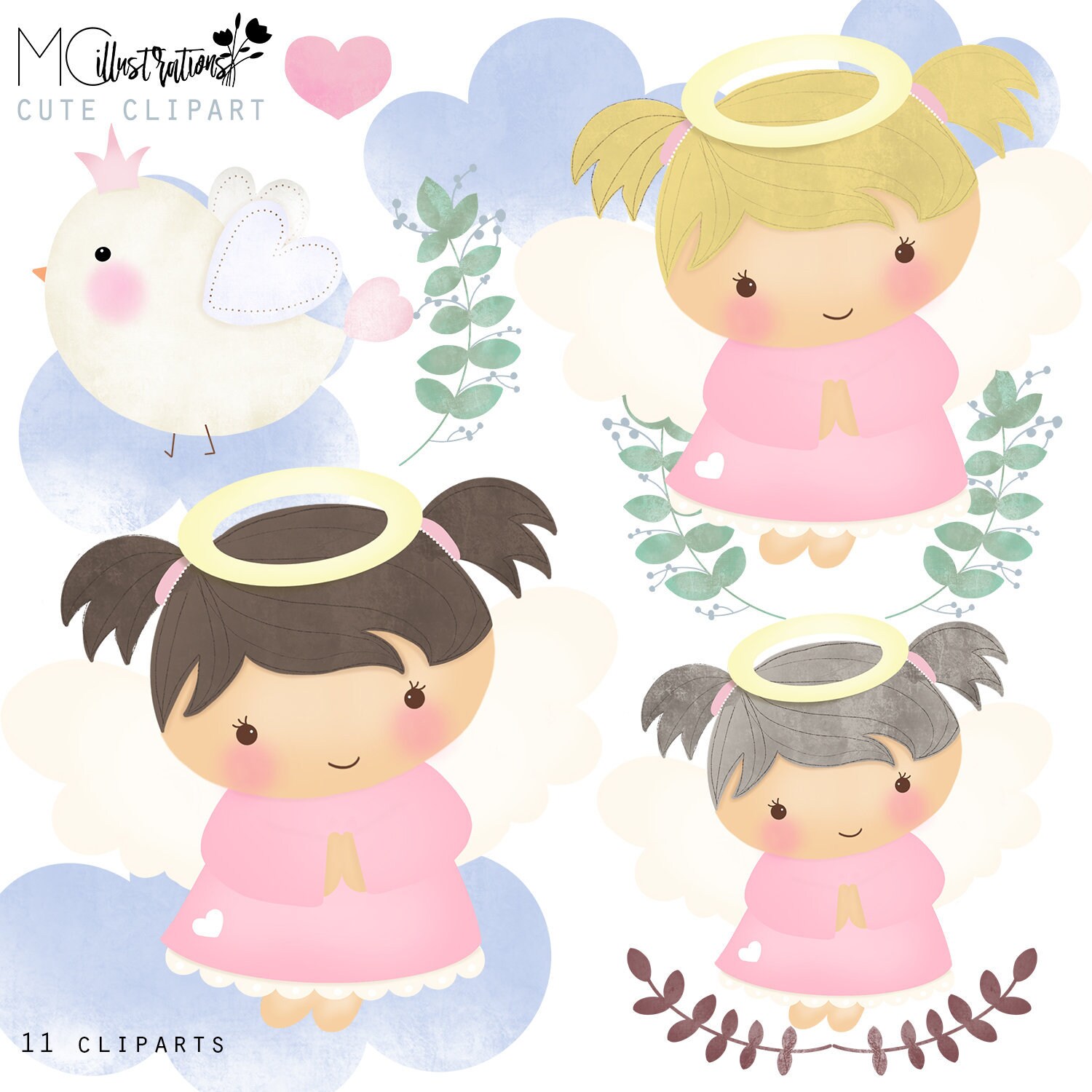 Girl Clipart Angel Clipart Bird Clipart Cliparts Etsy