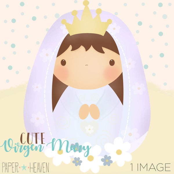 Virgen Mary Clipart, Mary Clipart, Virgen Maria, Maria, Girl Clipart, Dibujo, Illustration, Digital