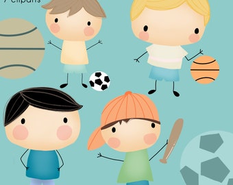 Garçon Clipart, Imágenes prediseñadas deportivas, imágenes prediseñadas para niños - USO COMERCIAL OK