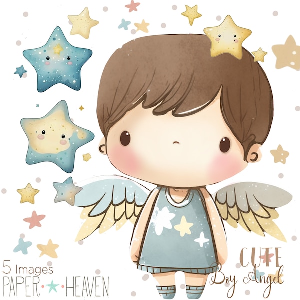 Cute little Angel, Clipart Set, Boy Clipart, Communion Clipart, Angel Illustration, Watercolor Clipart