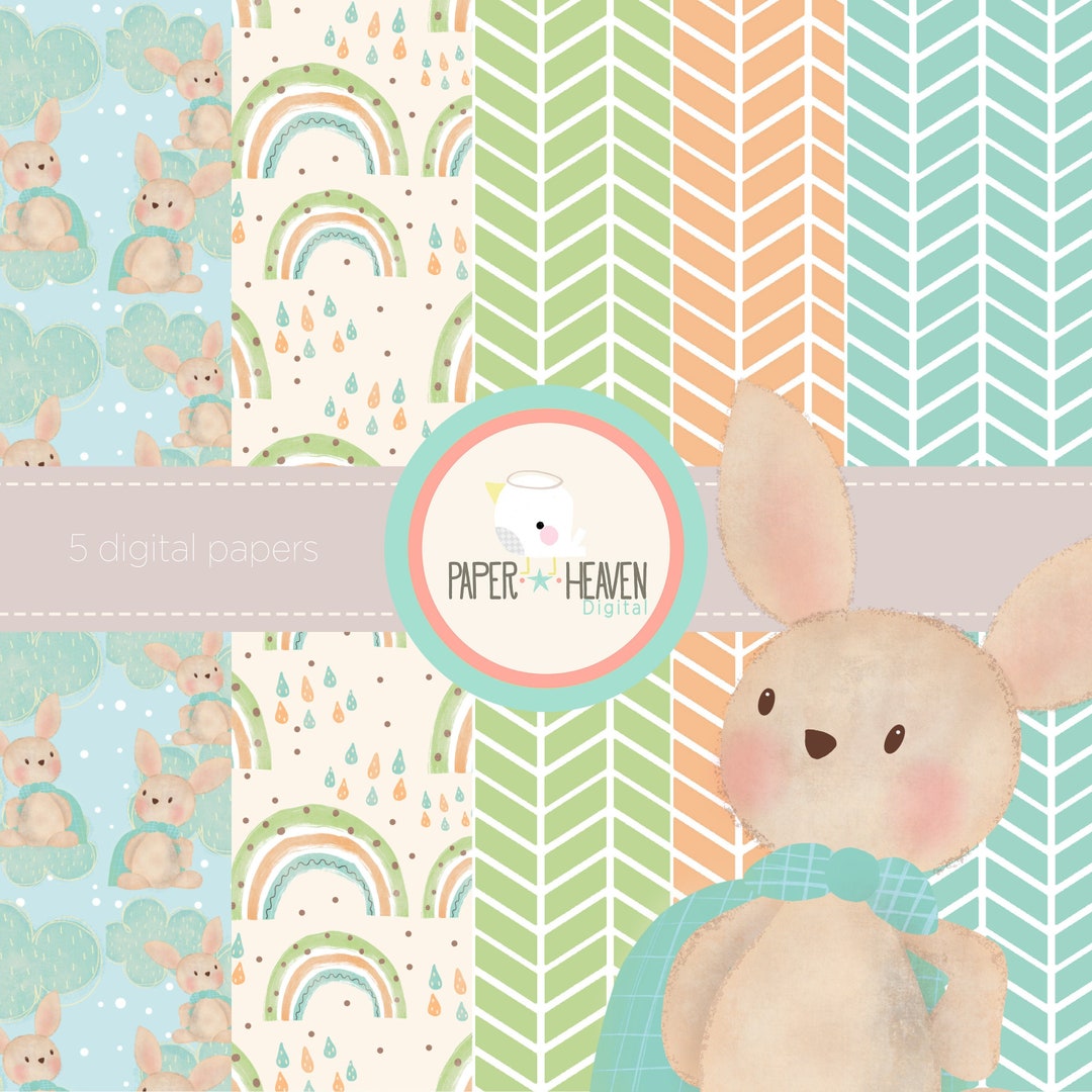 Bunny Digital Papers Digital Paper Pack Digital Background COMMERCIAL ...