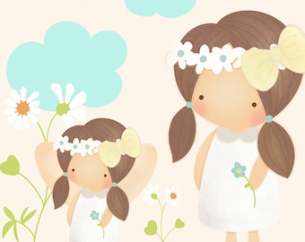 Girl Communion clipart, angel clipart, cute clipart - COMMERCIAL USE OK