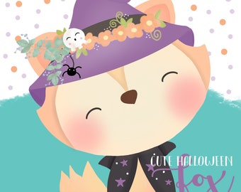 Cute Halloween Fox clipart - COMMERCIAL USE OK