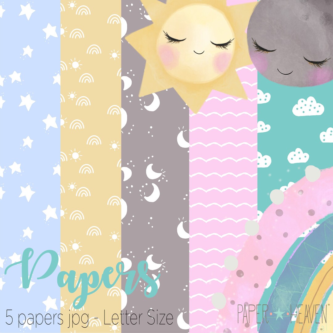 Digital Paper, Printable Paper, Digital Paper Set, Cute Paper Design ...