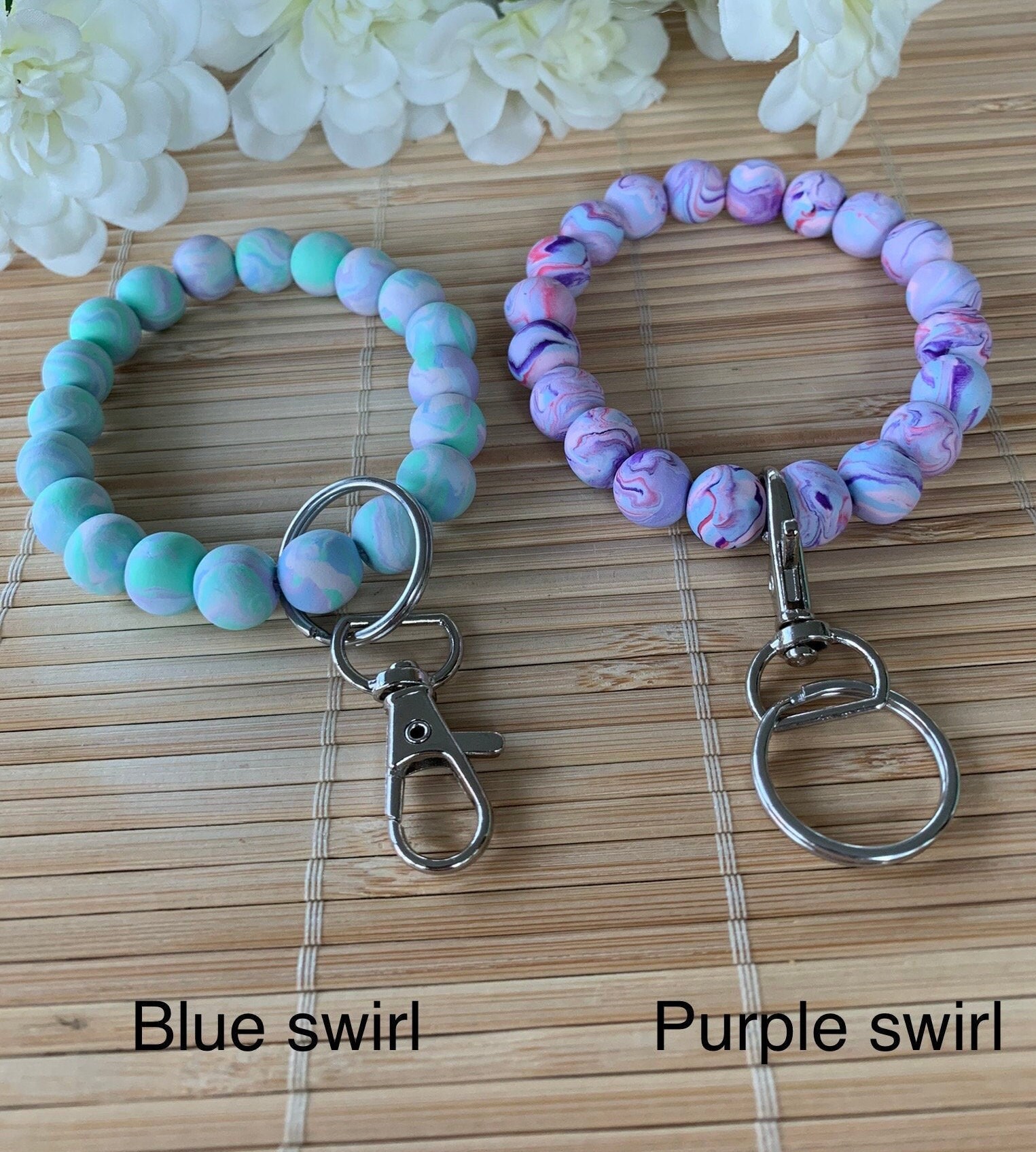 Beaded Keychain Wristlet Boho Clay Wrist Key Ring for Women Etsy