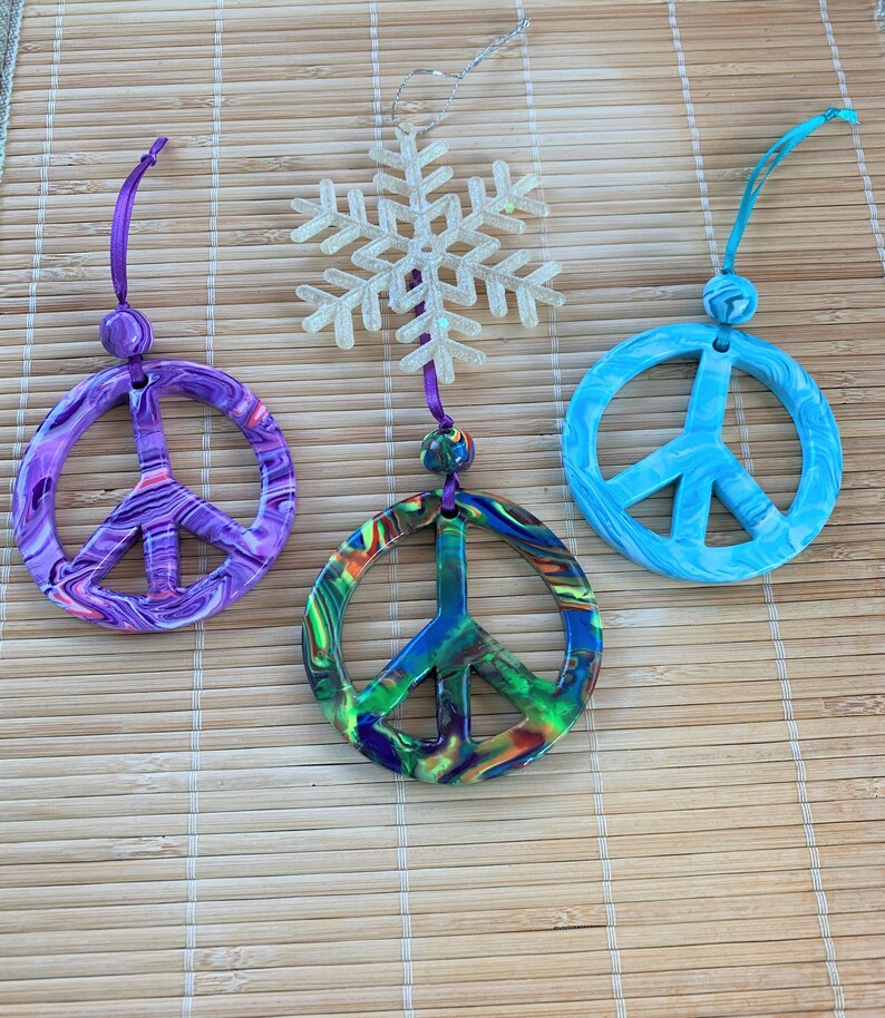 Peace Sign Ornament Handmade Clay Christmas Ornament Holiday Etsy