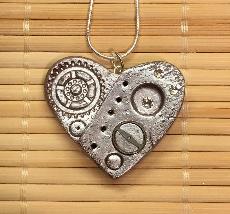 Steampunk heartHeart necklaceSilver heart pendant
