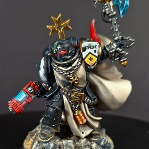 Black Templar Marshal Miniature, Pro Painted | Custom Sci-Fi Model Painting Commission Service