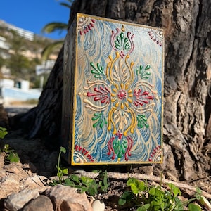 Box Wooden Jewelry Hand Painted Handmade Flower Balinese Home Decor Indian Floral Trinket Velvet Treasure Chest