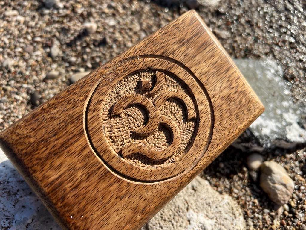 Om Symbol Wooden Box Yoga Handmade Mango Tree Wood