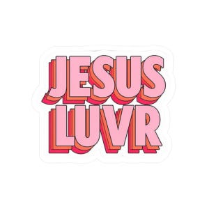 Colorful Jesus Luvr Sticker | Christian Faith Vinyl Decal | Religious Kiss-Cut Sticker for Laptop Water Bottle Bible Journal Gift