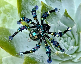 Abalone Beaded Spider Charm Web Puppy Charm Christmas Spider Ornament Beaded Spider Pendant Spider Sun Catcher Beautiful Spider