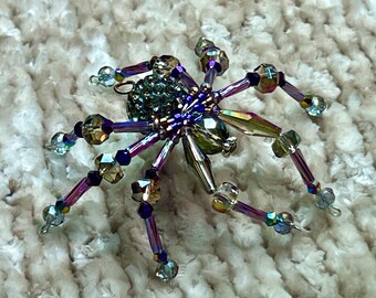 OOAK Beaded Spider Charm Web Puppy Charm Christmas Spider Ornament Beaded Spider Pendant Spider Sun Catcher Beautiful Spider Necklace