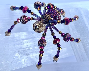 OOAK Beaded Spider Charm Web Puppy Charm Christmas Spider Ornament Beaded Spider Pendant Spider Sun Catcher Beautiful Spider Necklace