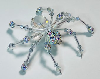 OOAK Beaded Spider Charm Web Puppy Charm Christmas Spider Ornament Beaded Spider Pendant Spider Sun Catcher Beautiful Spider Necklace