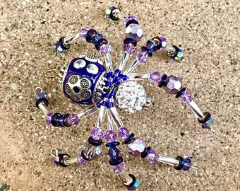 Spider Charm Purple Spider Charm Christmas Spider Ornament Beaded Spider Pendant Spider Sun Catcher Beautiful Spider Necklace