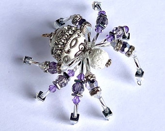 Elegant Spider Charm Christmas Spider Ornament Beaded Spider Pendant Spider Sun Catcher Beautiful Spider By Heather Wells