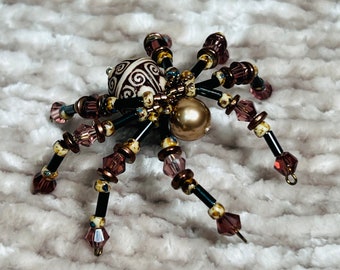 OOAK Beaded Spider Charm Web Puppy Charm Christmas Spider Ornament Beaded Spider Pendant Spider Sun Catcher Beautiful Spider Necklace