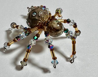 Understated Rainbow Beaded Spider Charm Crystal Spider Charm Christmas Spider Ornament Beaded Spider Pendant Spider Sun Catcher Spider