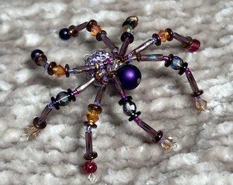 OOAK Beaded Spider Charm Web Puppy Charm Christmas Spider Ornament Beaded Spider Pendant Spider Sun Catcher Beautiful Spider Necklace