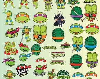 Hero Turtle Clipart Bundle | Pizza Ninja PNG SVG EPS Jpg Pdf | Cartoon Reptile Sticker Pack | Kids Party Digital Graphics