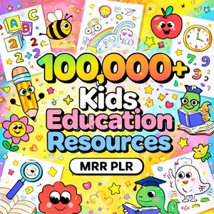 100,000 Kids Learning Printable Bundle, Coloring Pages & Worksheets, PDF Digital Download, PLR MRR