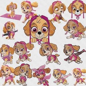 Cute Rescue Puppy Clipart Bundle | Kids Party PNG SVG EPS Jpg Pdf | Cartoon Pup Badge Sticker Pack | Birthday Digital Graphics image 2