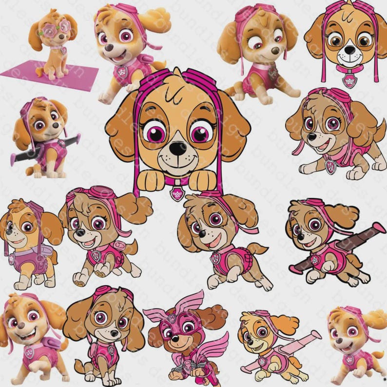 Cute Rescue Puppy Clipart Bundle | Kids Party PNG SVG EPS Jpg Pdf | Cartoon Pup Badge Sticker Pack | Birthday Digital Graphics image 2