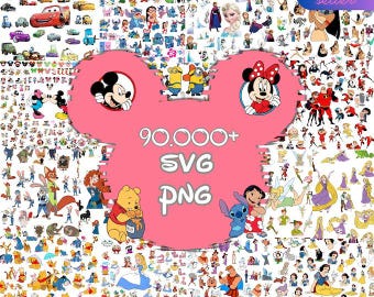Mega Cartoon Character Clipart Bundle | Kids Party PNG SVG EPS Jpg Pdf | Princess Animal Fantasy Sticker Pack | Cute Digital Graphics
