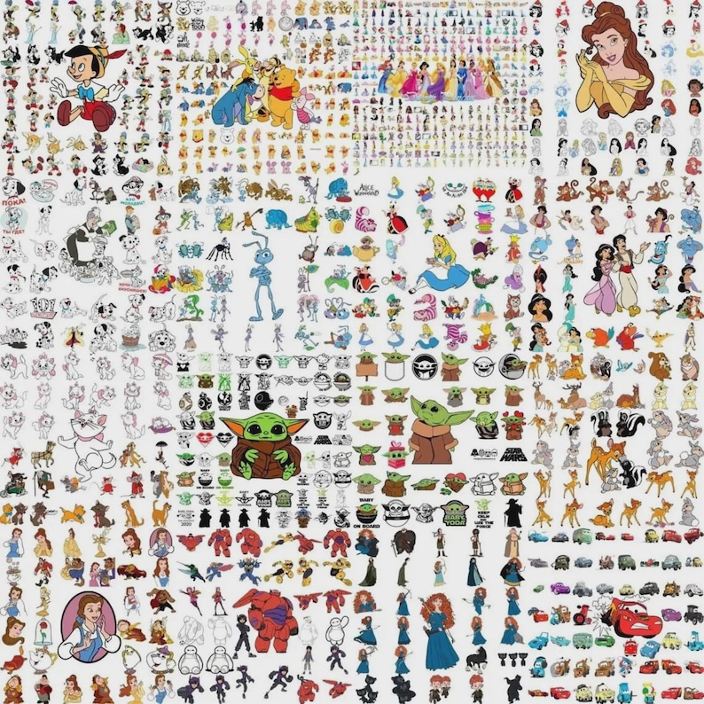 Mega Cartoon Character Clipart Bundle | Kids Party PNG SVG EPS Jpg Pdf | Princess Animal Fantasy Sticker Pack | Cute Digital Graphics image 7