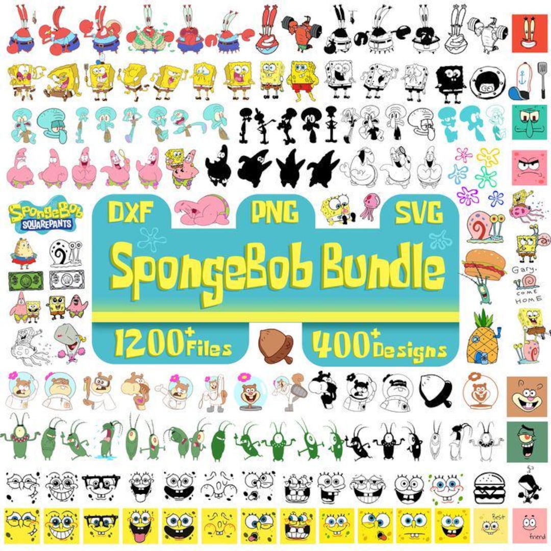 SpongeBob SquarePants Bundle | Cartoon Characters, PNG, SVG (Digital Download)