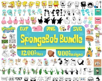 Paquete de Bob Esponja / Personajes de dibujos animados, PNG, SVG (Descarga digital)