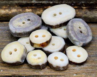 Antler Buttons, Round, (5 pack), 3 sizes