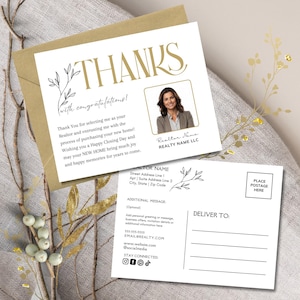 Realtor Thank You Card Template, Printable Editable New Home Congratulations Post Card, Happy Closing Day Card, Client Appreciation, Canva