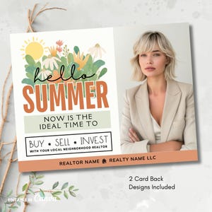 Summer Real Estate Postcard Template, Editable Neighborhood Realtor Postcard, Printable June, July Realtor Farming Pop By Post Card, Canva