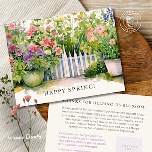 Spring Business Corporate Thank You Post Card Template, Editable Client Customer Thank You Card, Printable Order Insert Card Postcard, Canva
