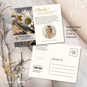 Realtor Thank You Post Card Template, Client Appreciation, Editable New Home Congrats, Printable Realtor Happy Closing Day Postcard, Canva