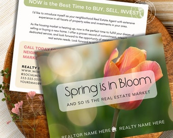 Spring Printable Real Estate Postcard Template, April Realtor Marketing Postcard, Editable Custom Message Realtor Farming Post Card, Canva