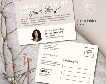 Home Closing Day Congratulations From Realtor Card Template, Editable Realtor Thank You Card, Printable New Home Congrats From Realtor Canva