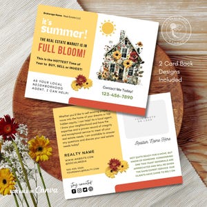 Summer Real Estate Postcard Template, Editable Summer Realtor Buy Sell Invest Postcard, Printable Summer Farming, Pop By Post Card, Canva