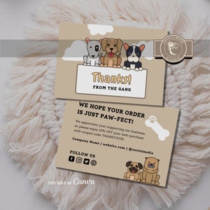 Dog Pet Business Customer Appreciation Card Template, Pet Dog Business Package Insert Card, Pet Business Client Thank You Post Card, Canva