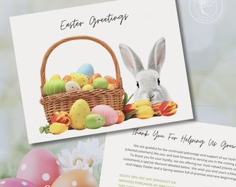 Printable Corporate Business Easter Card Template with Logo, Editable Custom Message Client Customer Thank You Card Insert Postcard, Canva