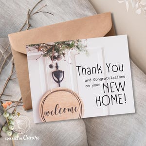 Real Estate Thank You Card Template, Editable New Home Congratulations Realtor Card, Printable Happy Closing Day From Realtor Card, Canva
