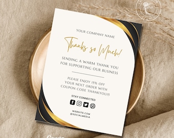 Printable Business Corporate Card Template Set 3, Editable Custom Message Customer Client Card, Thank You Insert Promo Card Postcard, Canva