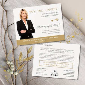 Real Estate Postcard Template, Editable Neighborhood Realtor Postcard, Printable Thinking of Selling Realtor Farming Post Card, Canva