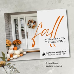 Fall Real Estate Postcard Template, Editable Autumn Realtor Marketing, Printable September, October Realtor Farming Postcard, Canva Template